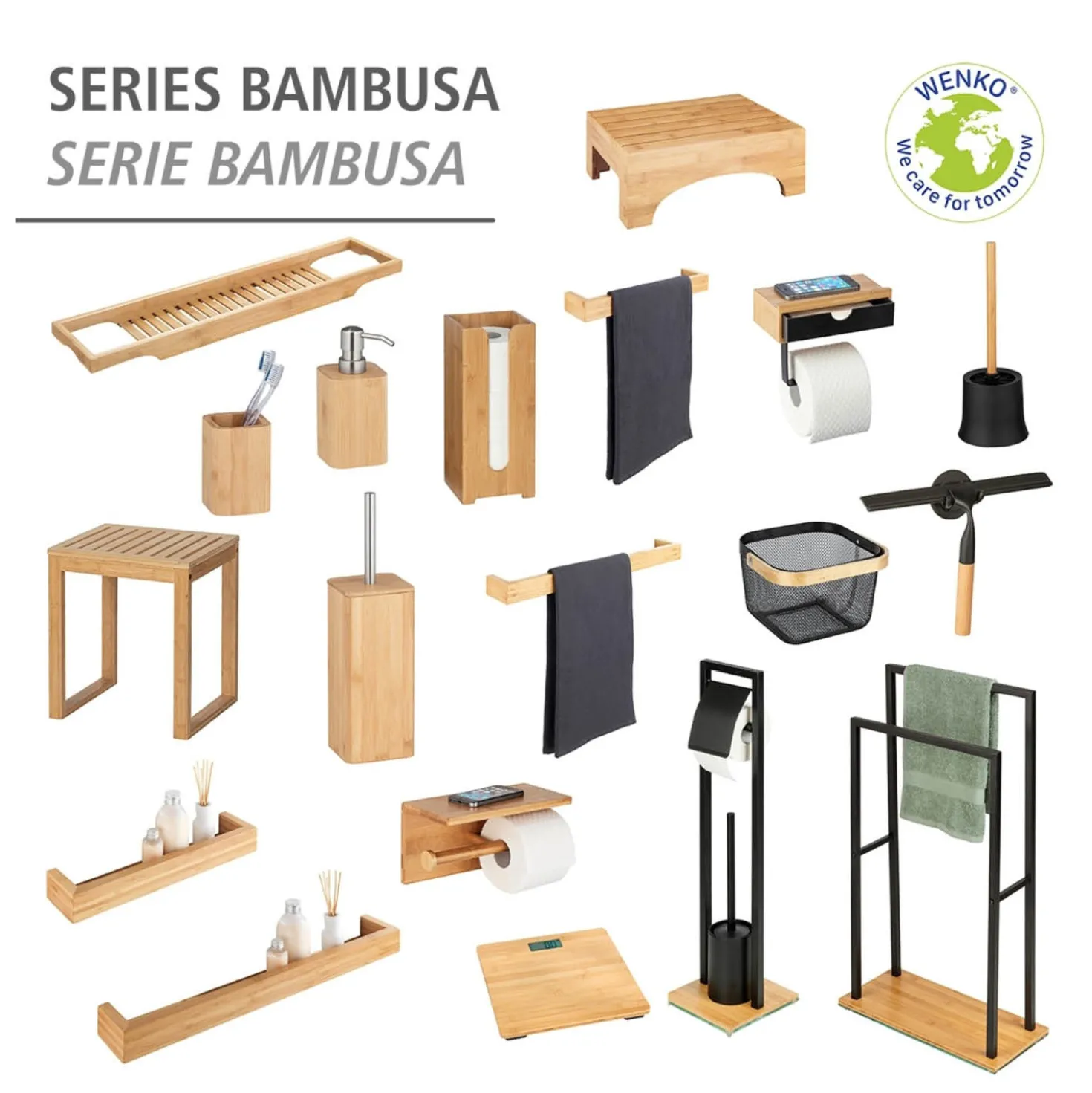 WENKO Badschemel Mod. Bambusa aus Bambus, praktischer Tritt