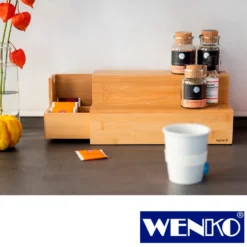 WENKO Bambus Treppe für Kaffee und Tee, beidseitig ausziehbar