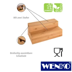 WENKO Bambus Treppe für Kaffee und Tee, beidseitig ausziehbar