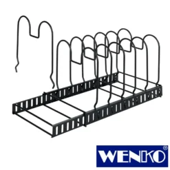 WENKO Deckel- und Pfannenhalter, ausziehbarer Geschirrständer für Deckel und Pfannen