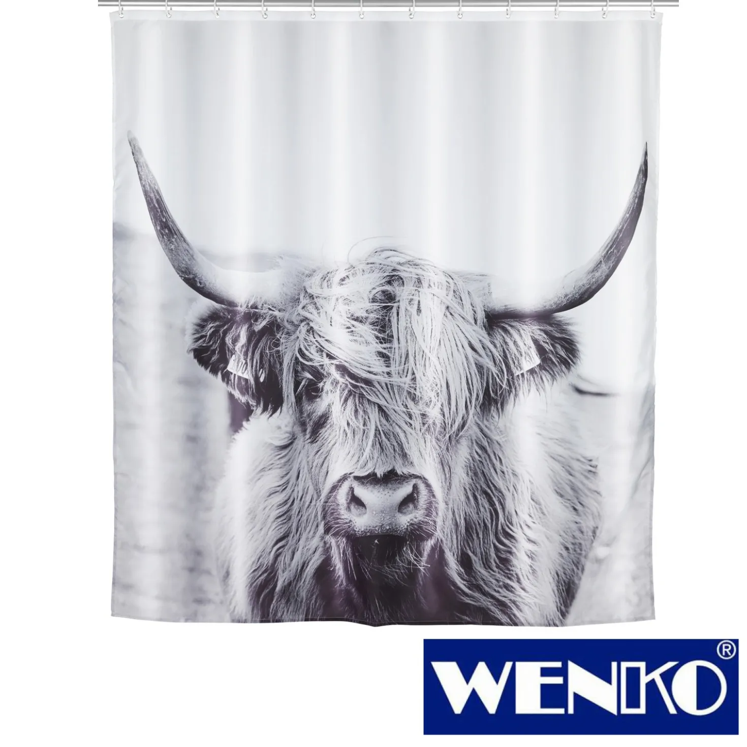 WENKO Duschvorhang Yak, Textil (Polyester), 180 x 200 cm, waschbar