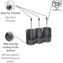 WENKO Flaschenhalter Mod. Filia, zum schnellen Trocknen für bis zu 3 Flaschen