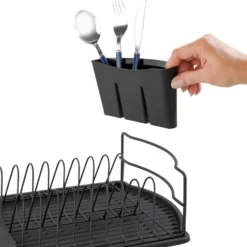WENKO Geschirrabtropfer Basic Schwarz, Geschirr Abtropfgestell