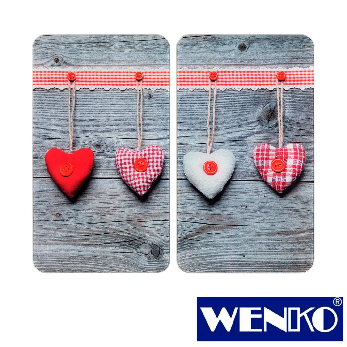WENKO Herdabdeckplatte Universal Herzen 2er Set, für alle Herdarten