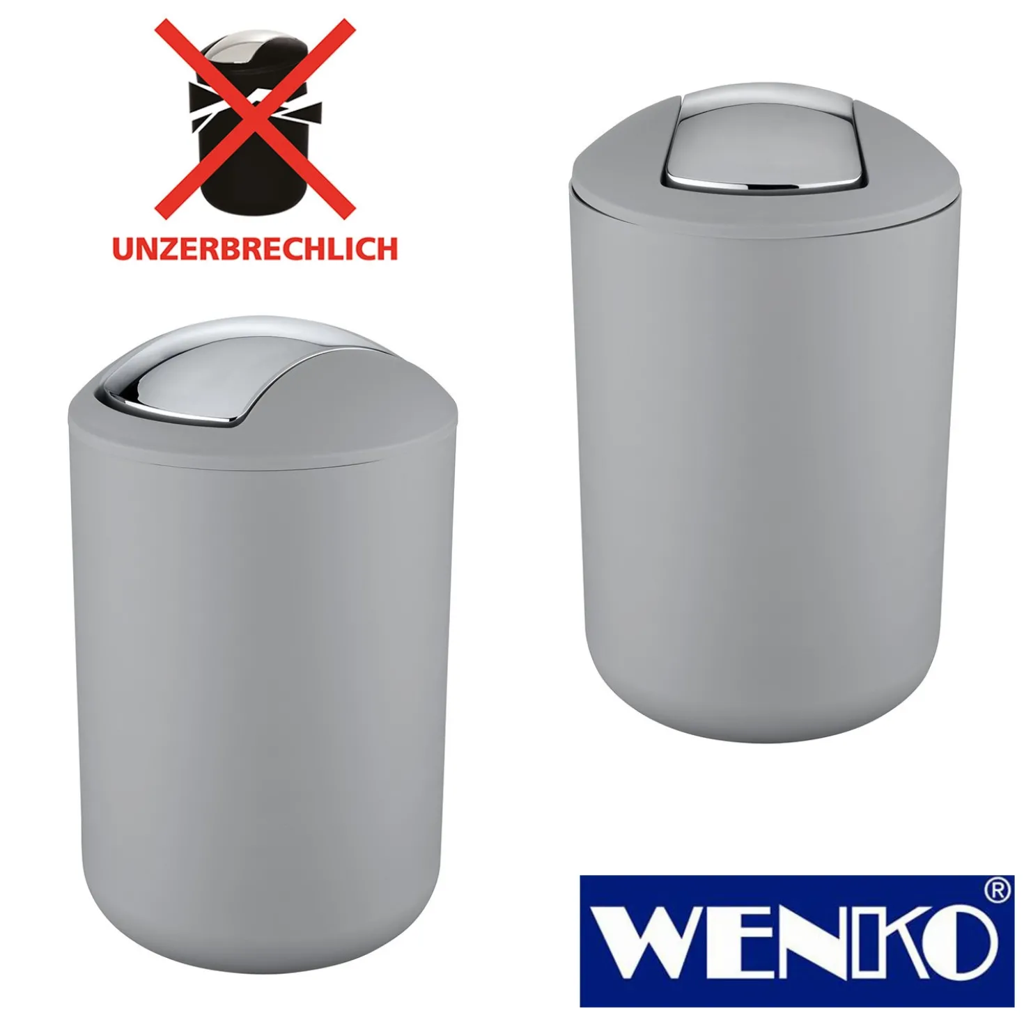 WENKO Kosmetikeimer Brasil Grau L, 6,5 Liter