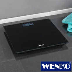 WENKO Personenwaage LCD Schwarz, digitale Körperwaage mit LCD-Display