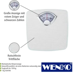 WENKO Personenwaage mechanisch, analoge Körperwaage bis 130 kg