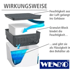 WENKO Raumentfeuchter Cube Weiß 2 x 1000 g, für Räume bis ca. 80m³