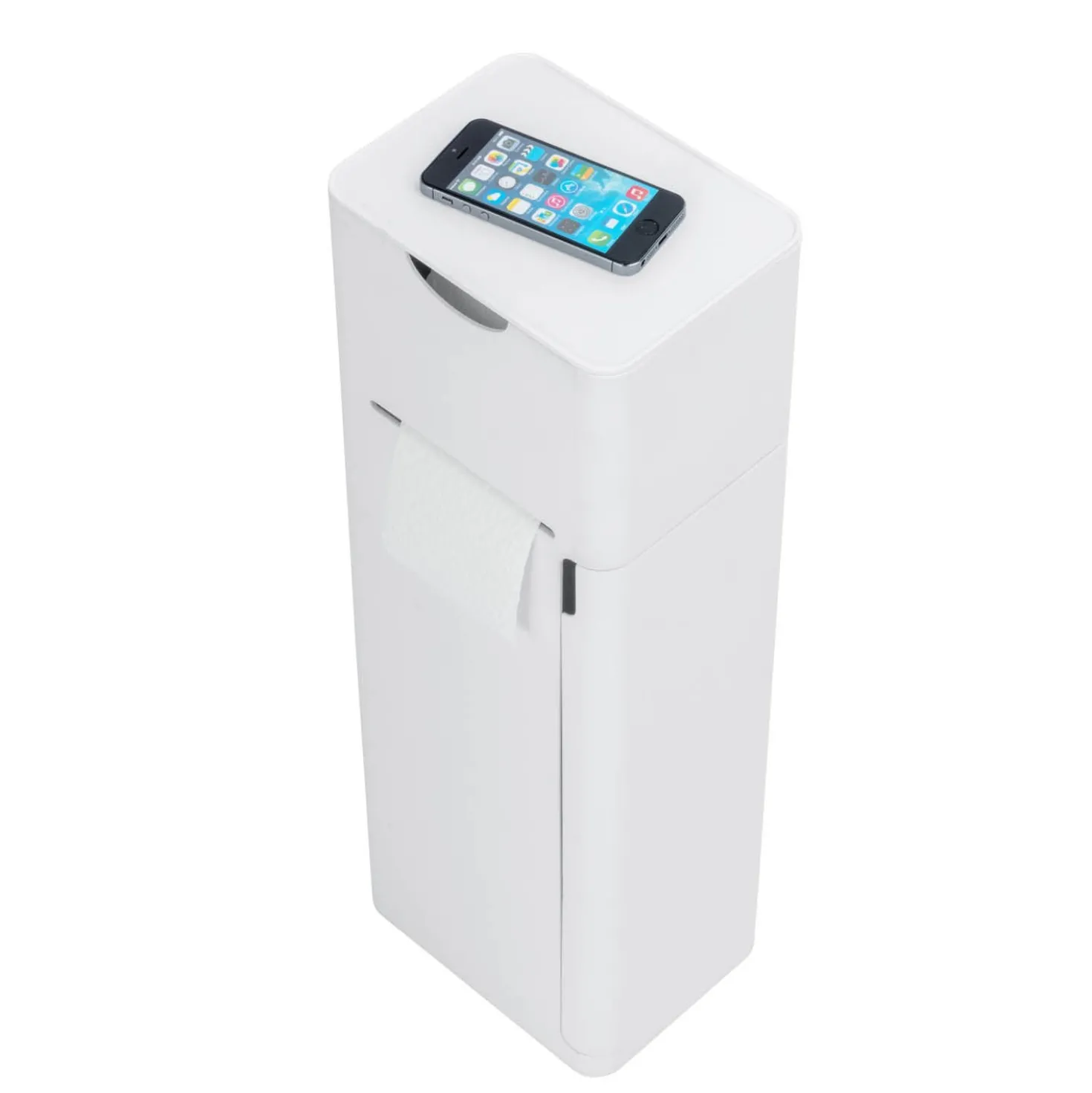 WENKO Stand WC-Garnitur Mod. Imon 6 in 1 Weiß matt, integrierter Toilettenpapierhalter, WC-Bürstenhalter