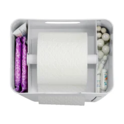 WENKO Stand WC-Garnitur Mod. Imon 6 in 1 Weiß matt, integrierter Toilettenpapierhalter, WC-Bürstenhalter