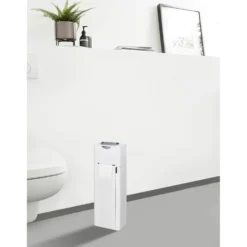 WENKO Stand WC-Garnitur Mod. Imon 6 in 1 Weiß matt, integrierter Toilettenpapierhalter, WC-Bürstenhalter