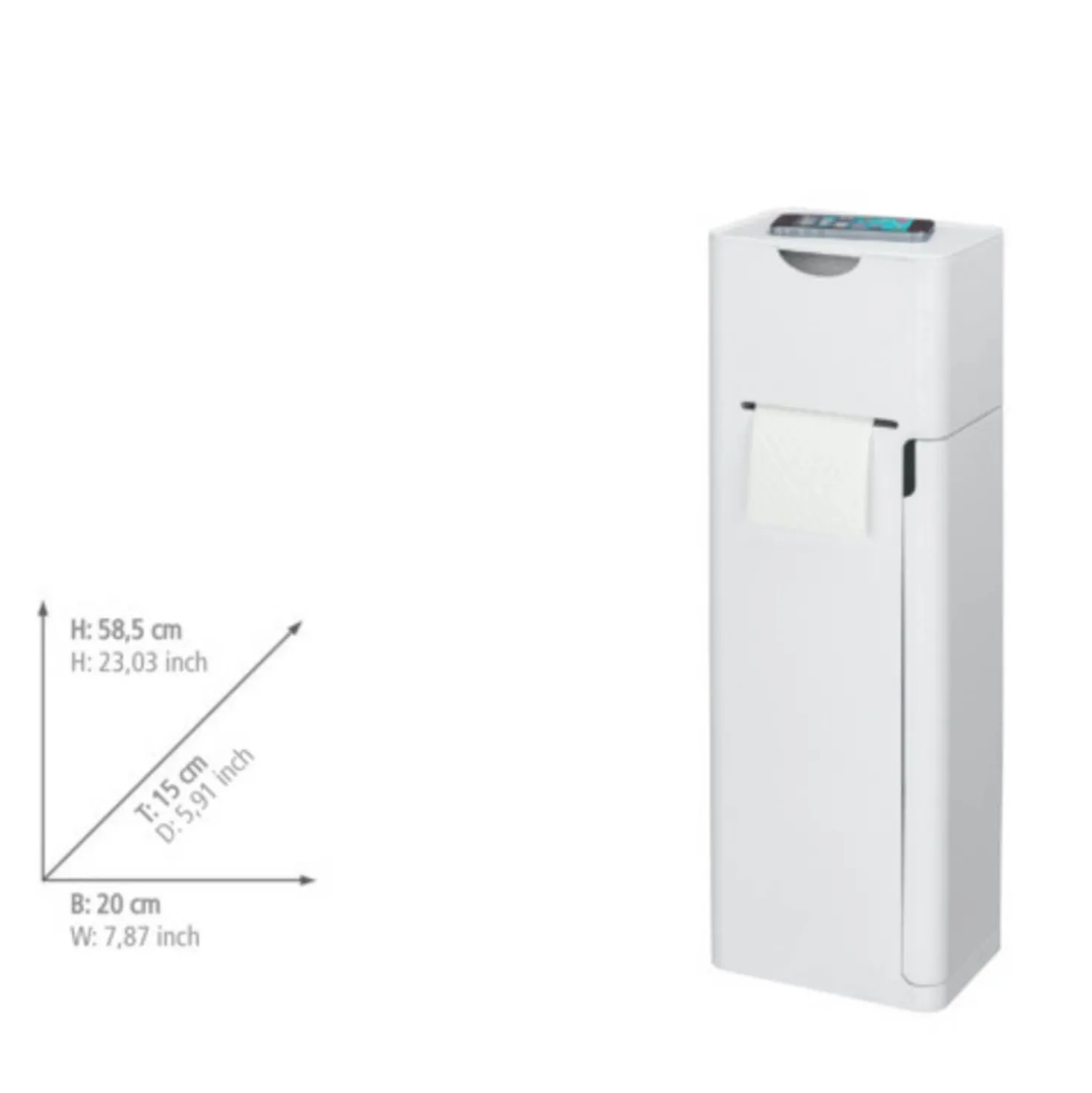 WENKO Stand WC-Garnitur Mod. Imon 6 in 1 Weiß matt, integrierter Toilettenpapierhalter, WC-Bürstenhalter