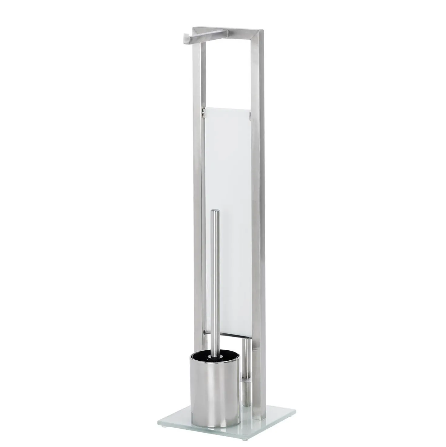 WENKO Stand WC-Garnitur Mod. Rivalta Edelstahl Matt, integrierter Toilettenpapierhalter