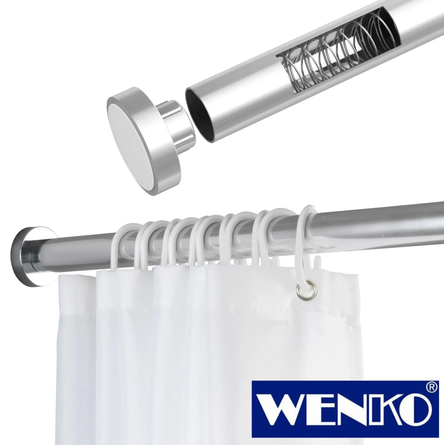 WENKO Teleskop-Duschstange "Luz" 110 - 185 cm aus Edelstahl