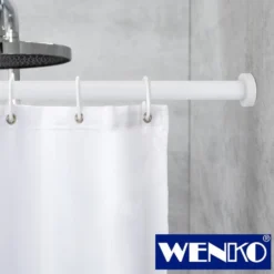 WENKO Teleskop-Duschstange Luz 110 - 185 cm, Weiß, Ausziehbare Duschvorhangstange aus rostfreiem Aluminium