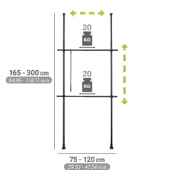 WENKO Teleskop-Garderobensystem Mod. Herkules Basic Schwarz, aus pulverbeschichtetem Stahl