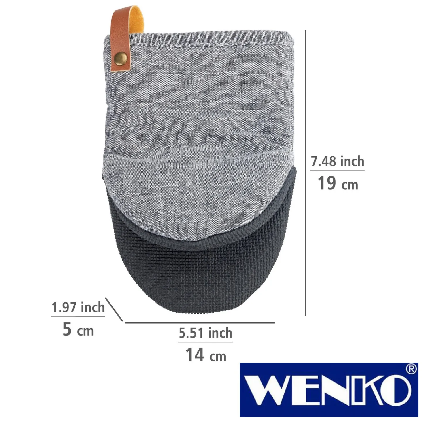 WENKO Topfhandschuhe Ada Mini Grau, Handflächen aus Neopren