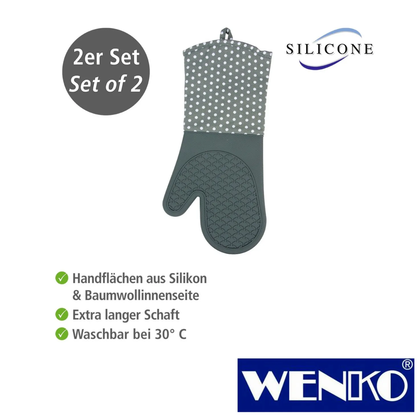 WENKO Topfhandschuhe Silikon Grau, 1 Paar