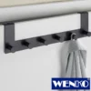 WENKO Türgarderobe Celano Schwarz, 6 Haken, für Türfalzstärken bis 2 cm