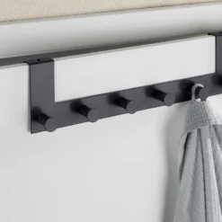 WENKO Türgarderobe Celano Schwarz, 6 Haken, für Türfalzstärken bis 2 cm