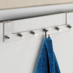 WENKO Türgarderobe Edelstahl Mod. Celano, 6 Haken, für Türfalzstärken bis 2 cm