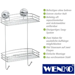 WENKO Vacuum-Loc® Wandregal 2 Etagen, Befestigen ohne bohren