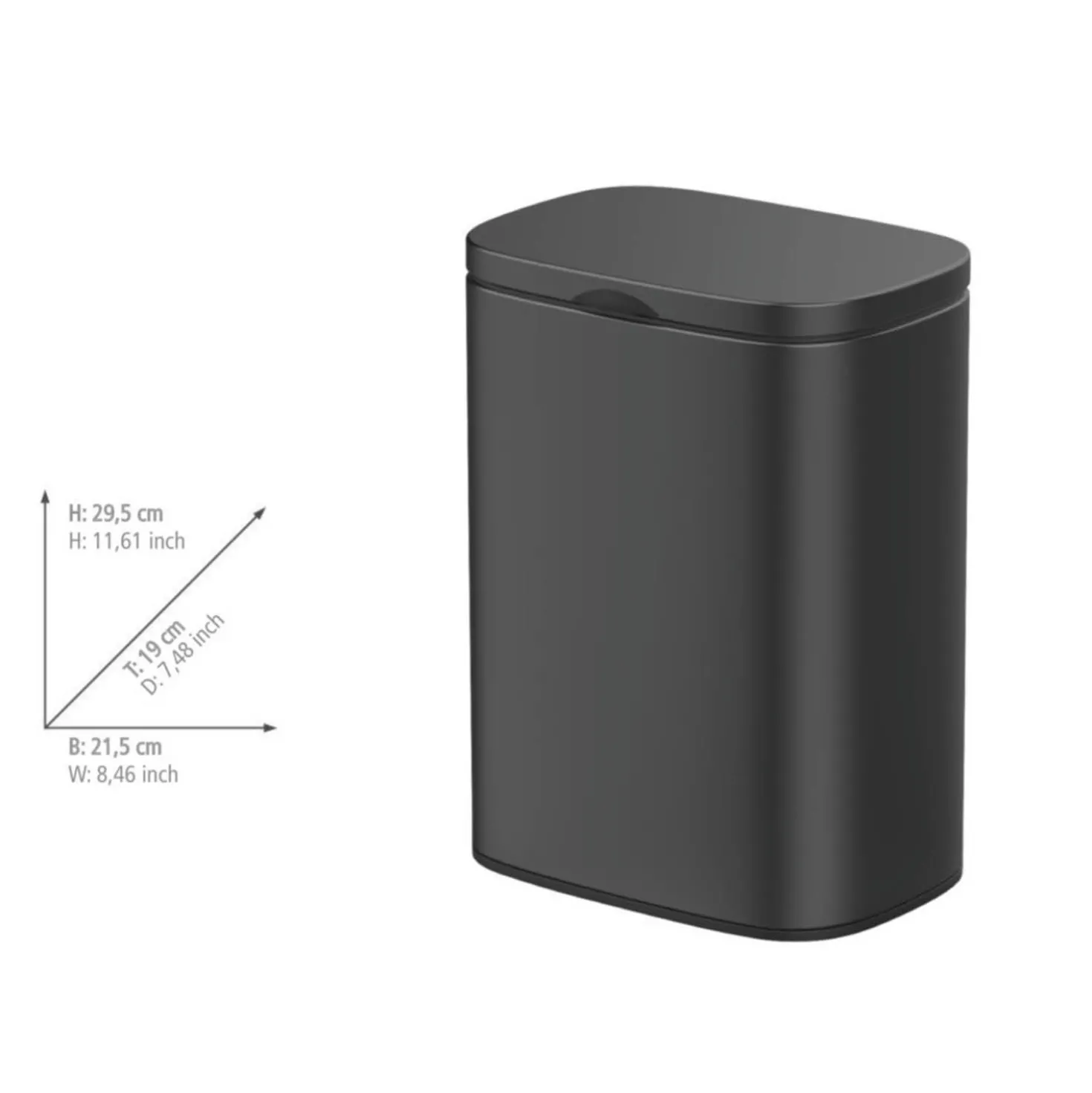WENKO Wand-Kosmetikeimer Mod. Sare Schwarz 5 L, Easy Close Absenkautomatik
