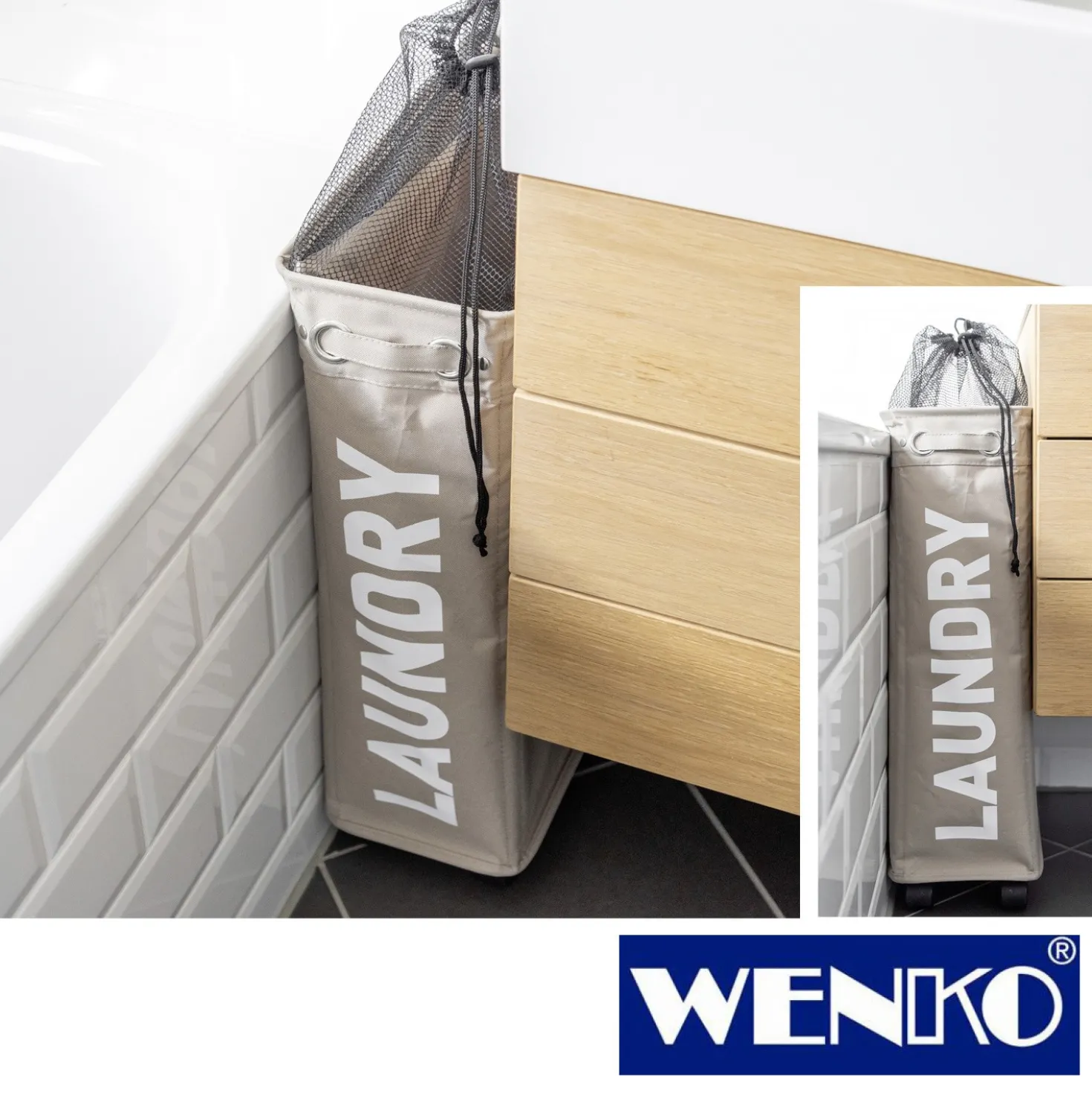 WENKO Wäschesammler Corno Taupe, Wäschekorb, 43 l