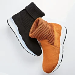 Winterboot Rania mit Strickschaft cognac