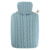 Wärmflasche Klassik Strickbezug pastell-blau HUGO FROSCH