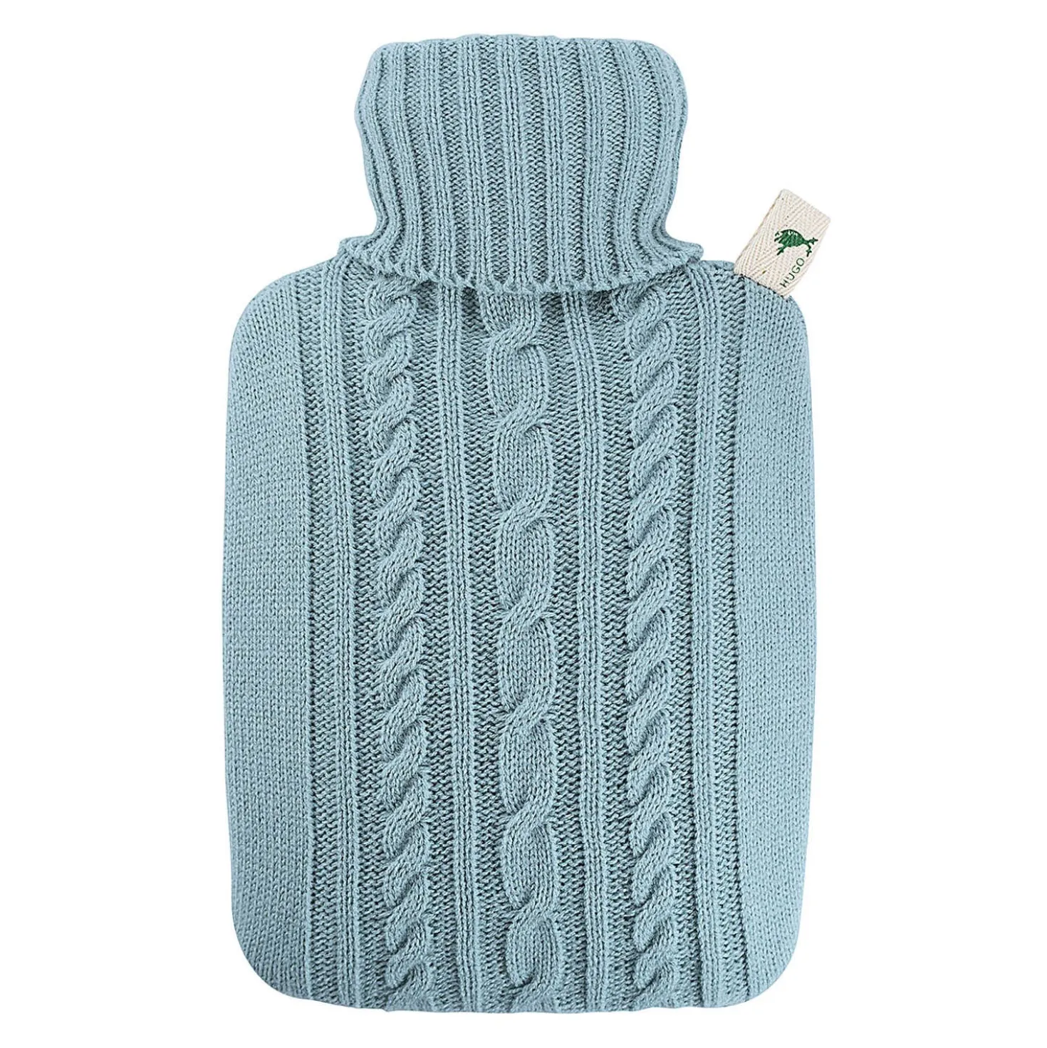Wärmflasche Klassik Strickbezug pastell-blau HUGO FROSCH