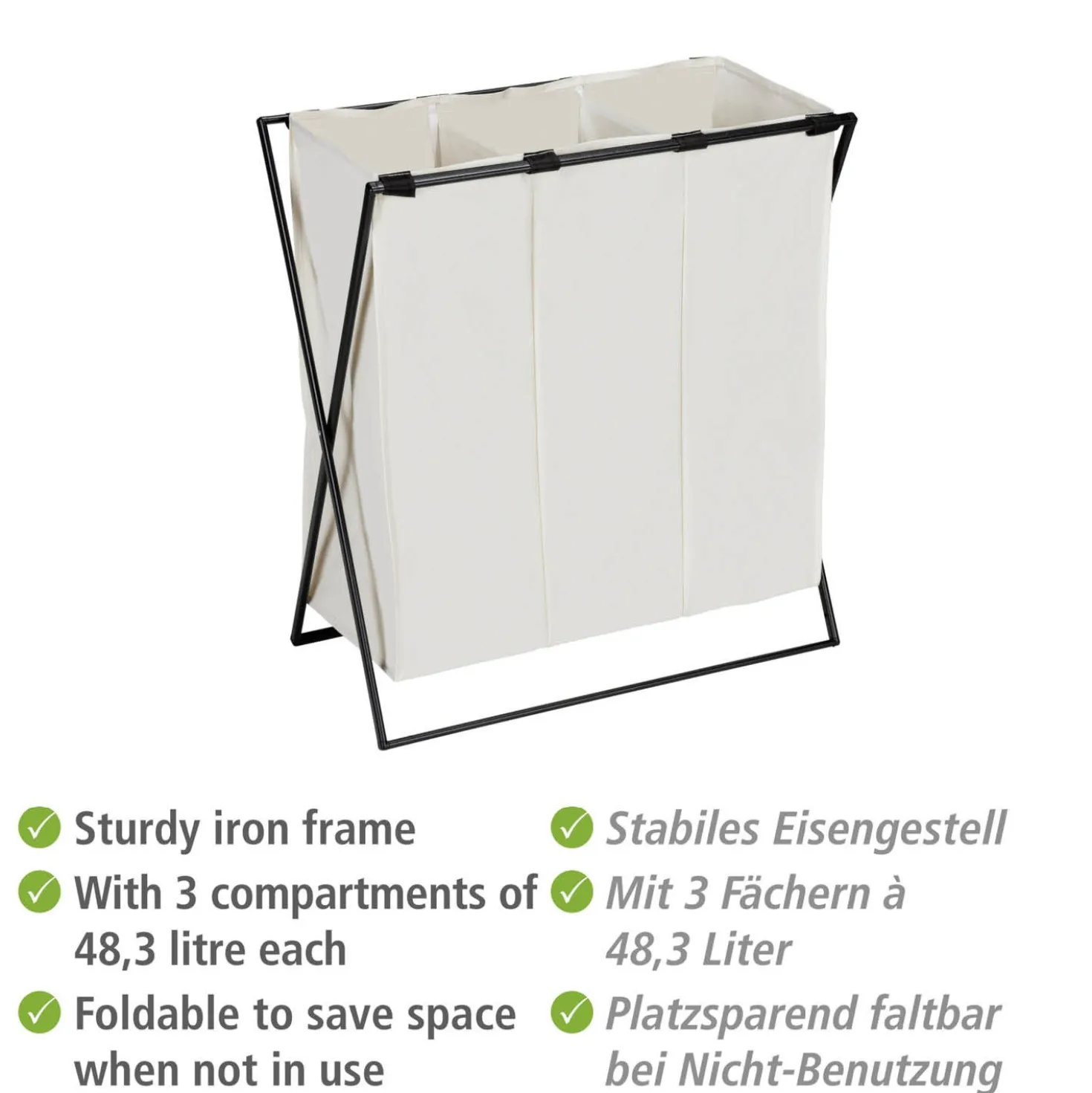 Wäschesammler Trio XL 3-fach Beige WENKO